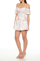 Floral Open-Shoulder Mini Dress