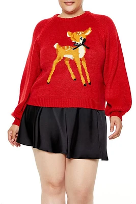 Plus Bow Deer Sweater