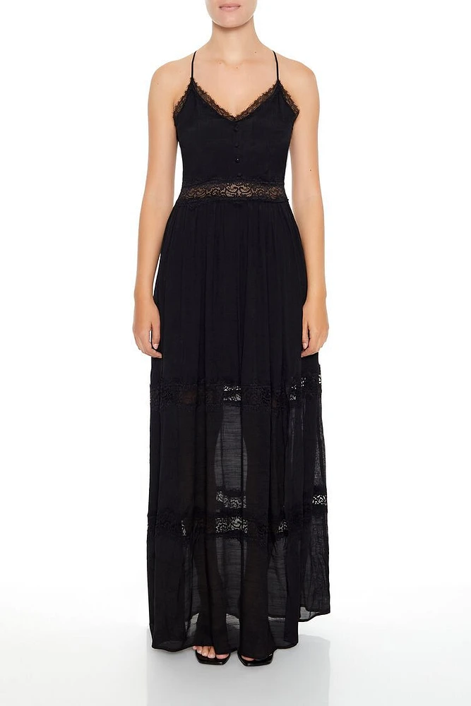 Eyelash Lace Racerback Maxi Dress