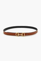 Horse Bit Buckle Faux Leather Belt