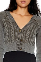 Cropped Mineral Wash Cardigan Sweater