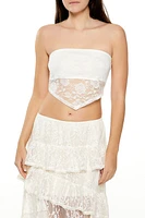 Lace V-Hem Tube Crop Top