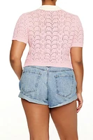 Plus Pointelle Sweater-Knit Shirt