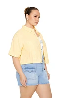 Plus Cropped Gauze Shirt