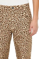 Slim-Fit Mid-Rise Leopard Pants