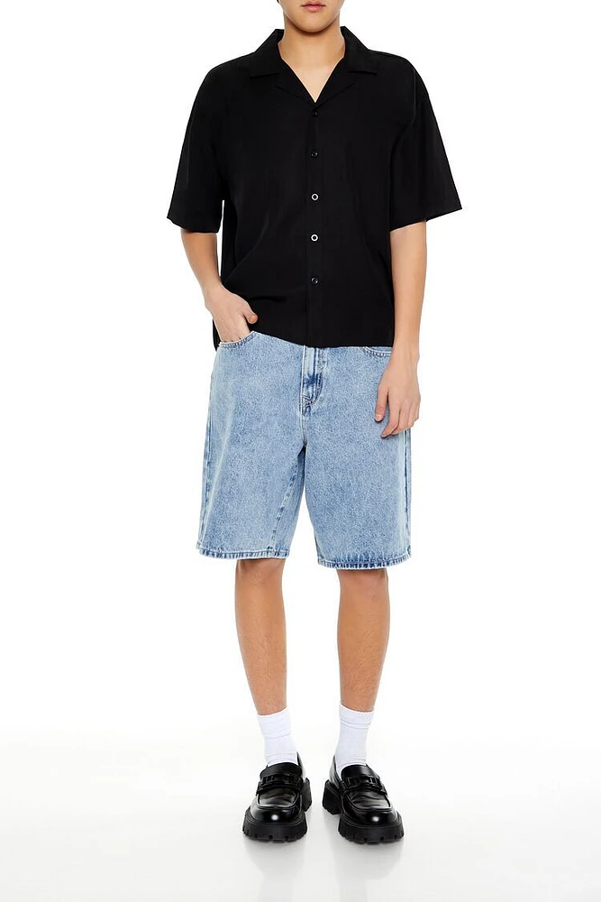 Mid-Rise Denim Baggy Shorts