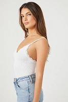 Seamless Lace-Trim Lingerie Bodysuit