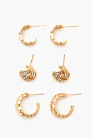 Twisted Stud & Hoop Earring Set