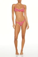 Striped Terry High-Leg Bikini Bottoms