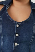 Plus Denim Cropped Halter Top