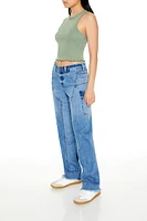 Low-Rise Straight Cargo Jeans