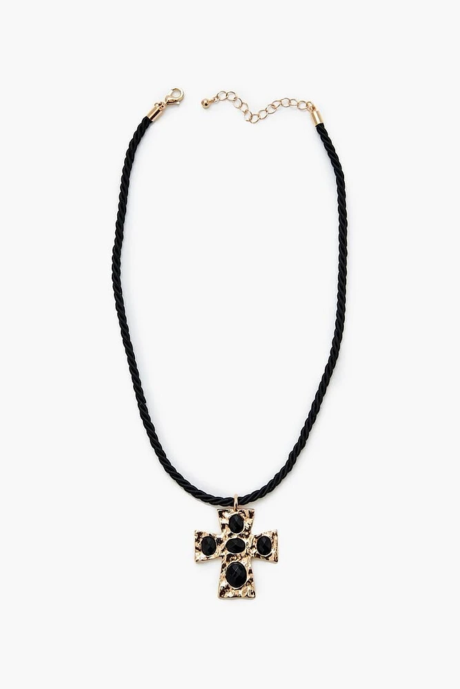 Cross Pendant Rope Necklace