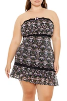 Plus Ornate Tube Mini Dress