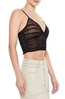 Ruched Mesh Cropped Cami