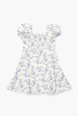 Girls Floral Puff-Sleeve Dress (Kids)