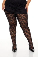 Plus Lace Mini Dress & Tights Set