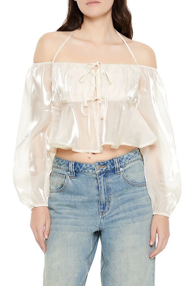 Open-Shoulder Halter Crop Top