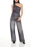Dotted One-Shoulder Top & Scarf Set