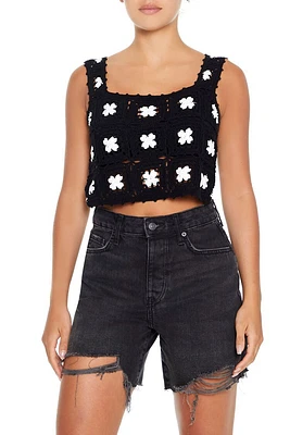 Floral Sweater-Knit Cropped Cami