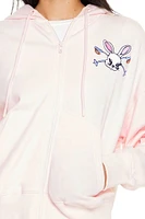 Embroidered Bunny Zip-Up Hoodie