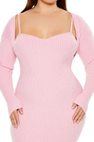 Plus Shrug & Sweater Dress Set