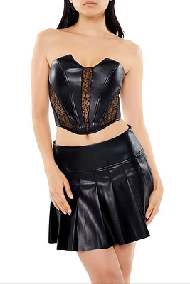 Faux Leather & Lace Tube Top