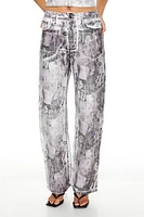 Abstract Print Straight Jeans