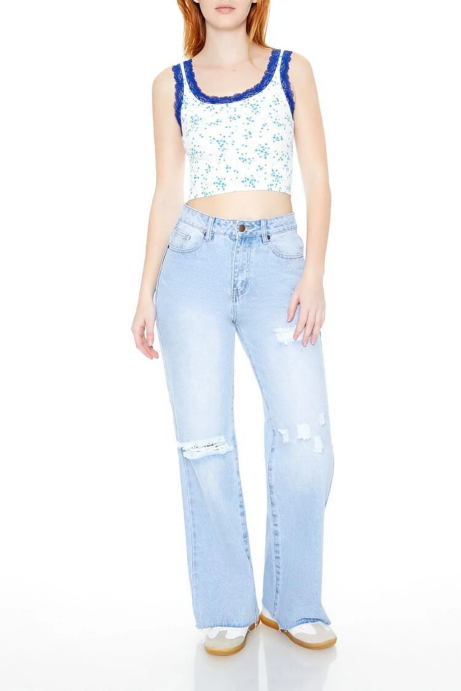 Distressed Wide-Leg Jeans