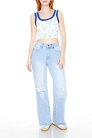 Distressed Wide-Leg Jeans