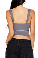 Exposed Zipper Bustier Crop Top