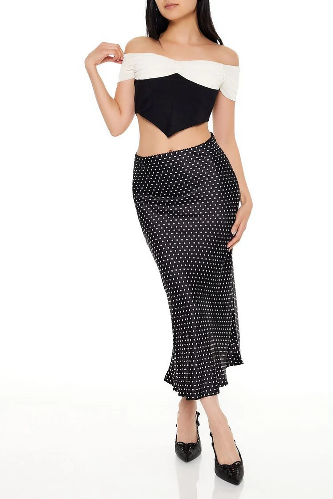 Polka Dot Slip Midi Skirt