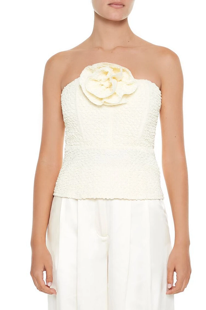 Rosette Peplum Tube Top