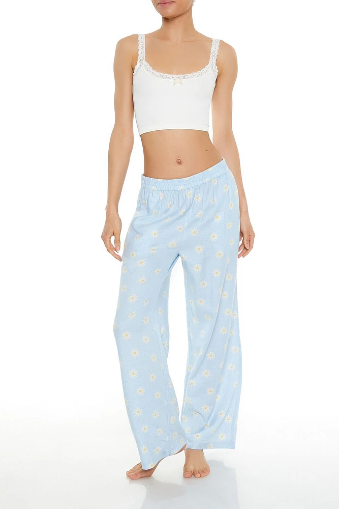 Daisy Print Flannel Pajama Pants