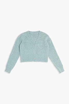 Girls Flower-Button Cardigan Sweater (Kids)