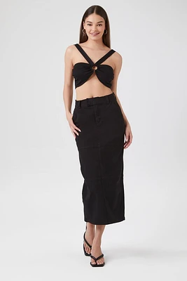 Split-Hem Pencil Midi Skirt