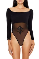 Sheer Mesh Cross Bodysuit