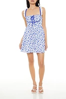 Lace-Trim Floral Babydoll Mini Dress