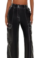 Faux Leather Cargo Pants