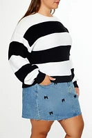 Plus Striped Drop-Sleeve Sweater