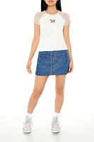 Embroidered Butterfly Raglan Tee