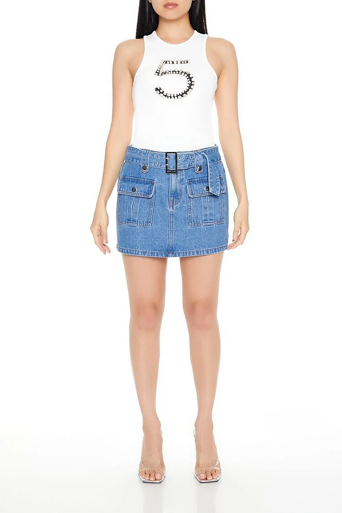 Denim Cargo Mini Skirt