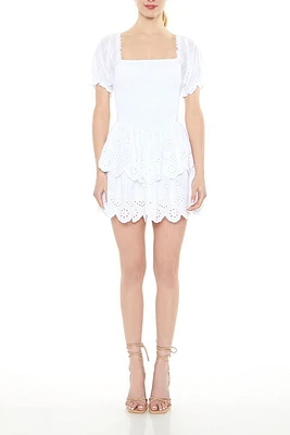 Floral Eyelet Babydoll Mini Dress