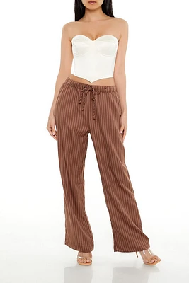 Pinstriped Wide-Leg Pants