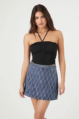 Rhinestone Lattice Mini Skirt