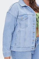 Plus Distressed Denim Jacket