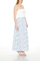 Floral Print A-Line Midi Skirt