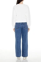 Heart Embroidered High-Rise Jeans