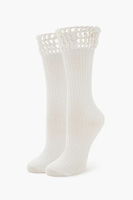 Crochet-Trim Crew Socks