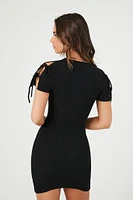 Tie-Sleeve Mini Sweater Dress
