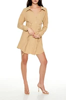 Lace-Up Babydoll Mini Shirt Dress